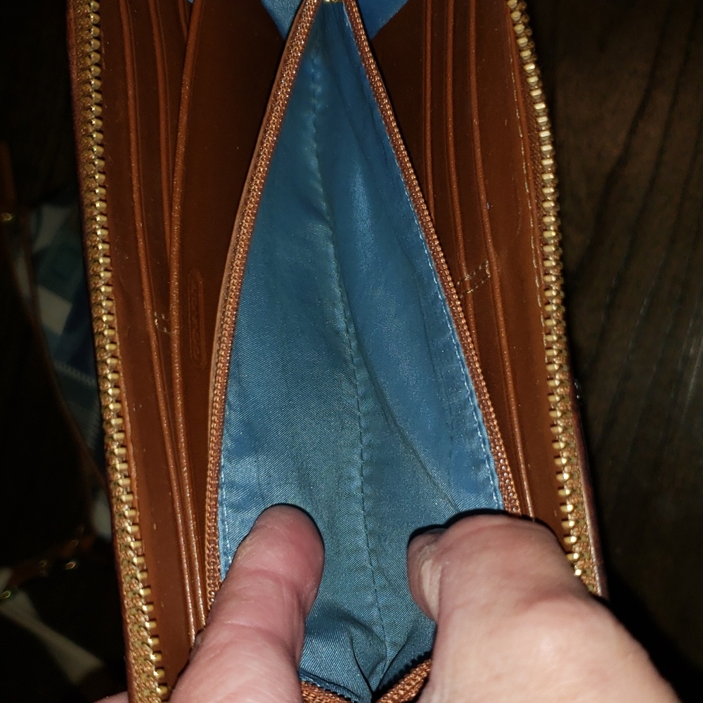 Coach Denim Patchwork Zip Around Large Wallet - image 7